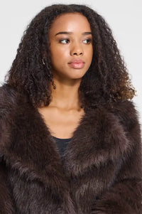 ICHI Havuza Chocolate Brown Melange Fur Coat