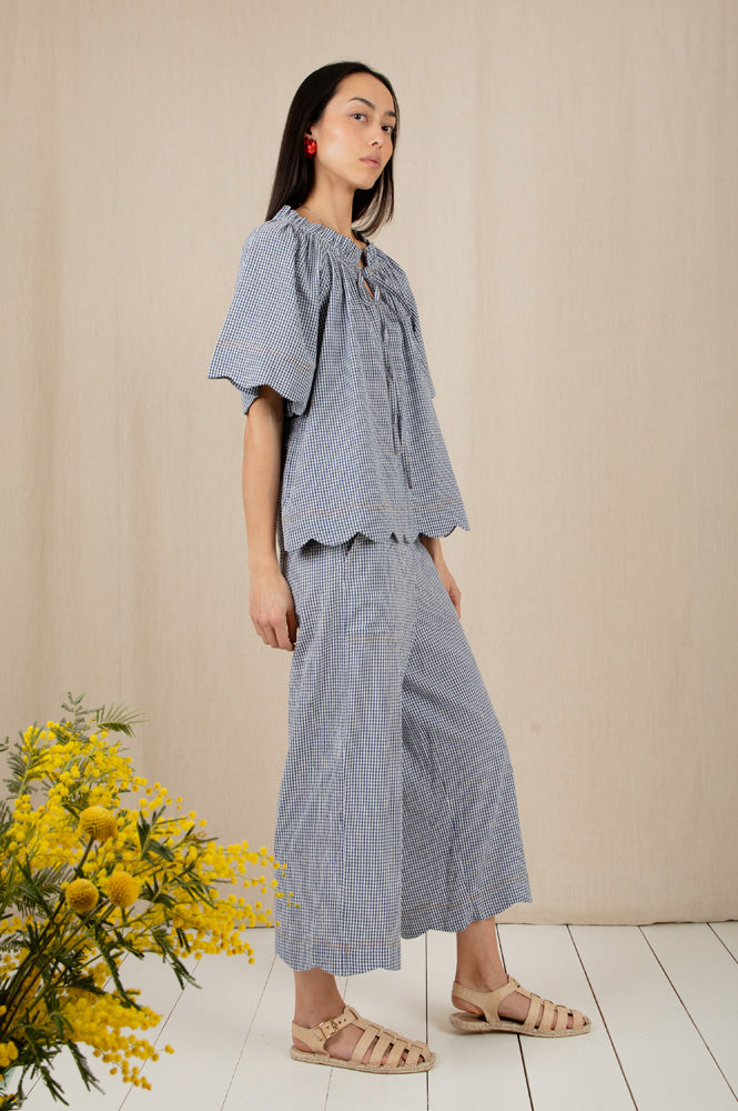 Bonté Aide Navy Gingham Trousers - The Mercantile London
