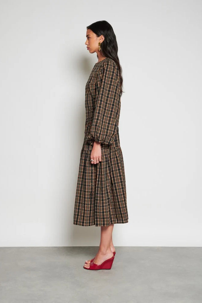 Ghospell Tamara Brown/ Black Midi Dress