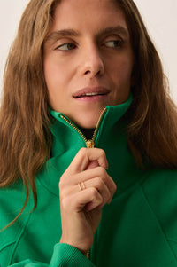 Des Petits Hauts Jona Kale Quarter-Zip Sweatshirt