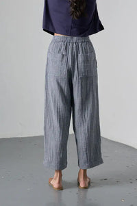 Bibico Clara Navy Check Trousers - The Mercantile London