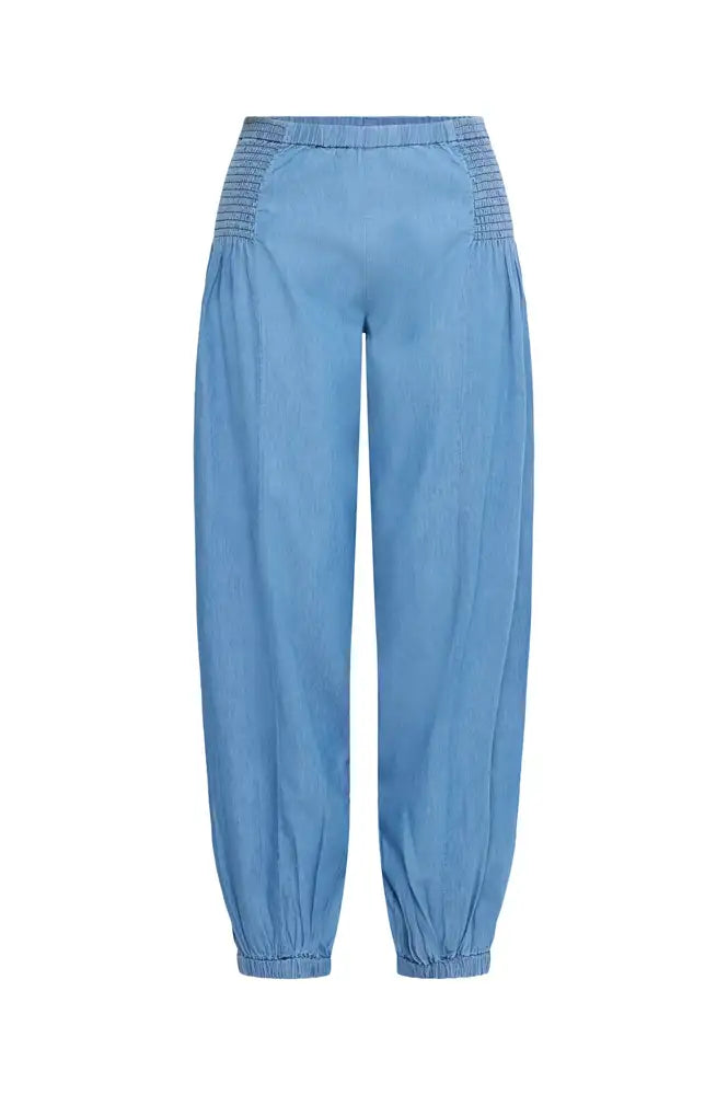 Fransa Marise Mid-Blue Denim Capri Pants - The Mercantile London