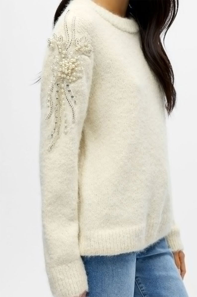 Object Salika White Sand Embellished Jumper - The Mercantile London