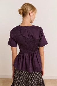 Damson Madder Emmy Plum Shirred Top