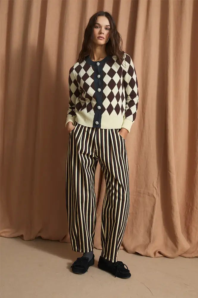 Sophie + Lucie Harlequin Brown Knitted Cardigan