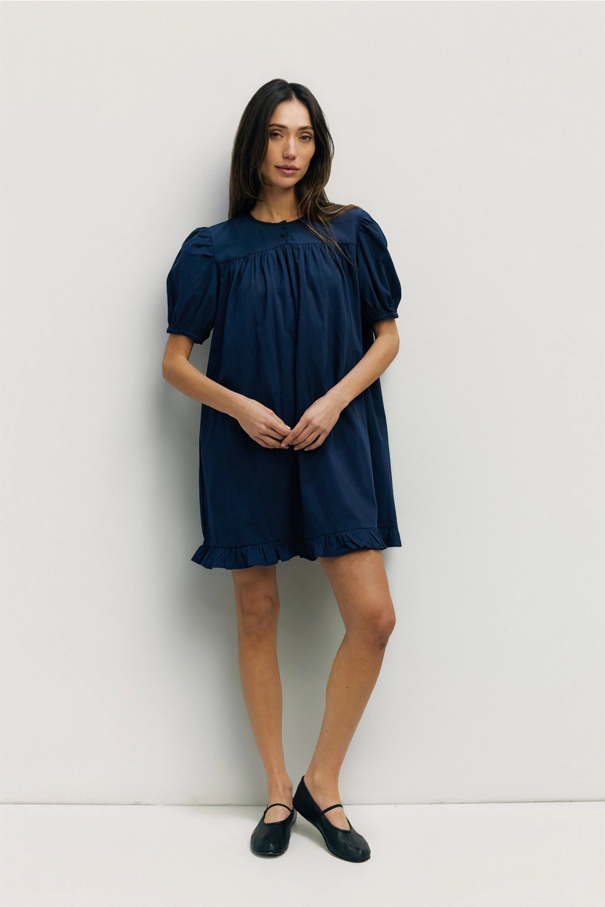 Mod Ref Frankie Navy Babydoll Ruffle Dress