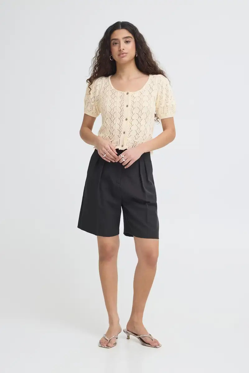ICHI Daffie Birch Open Knit Cardigan - The Mercantile London