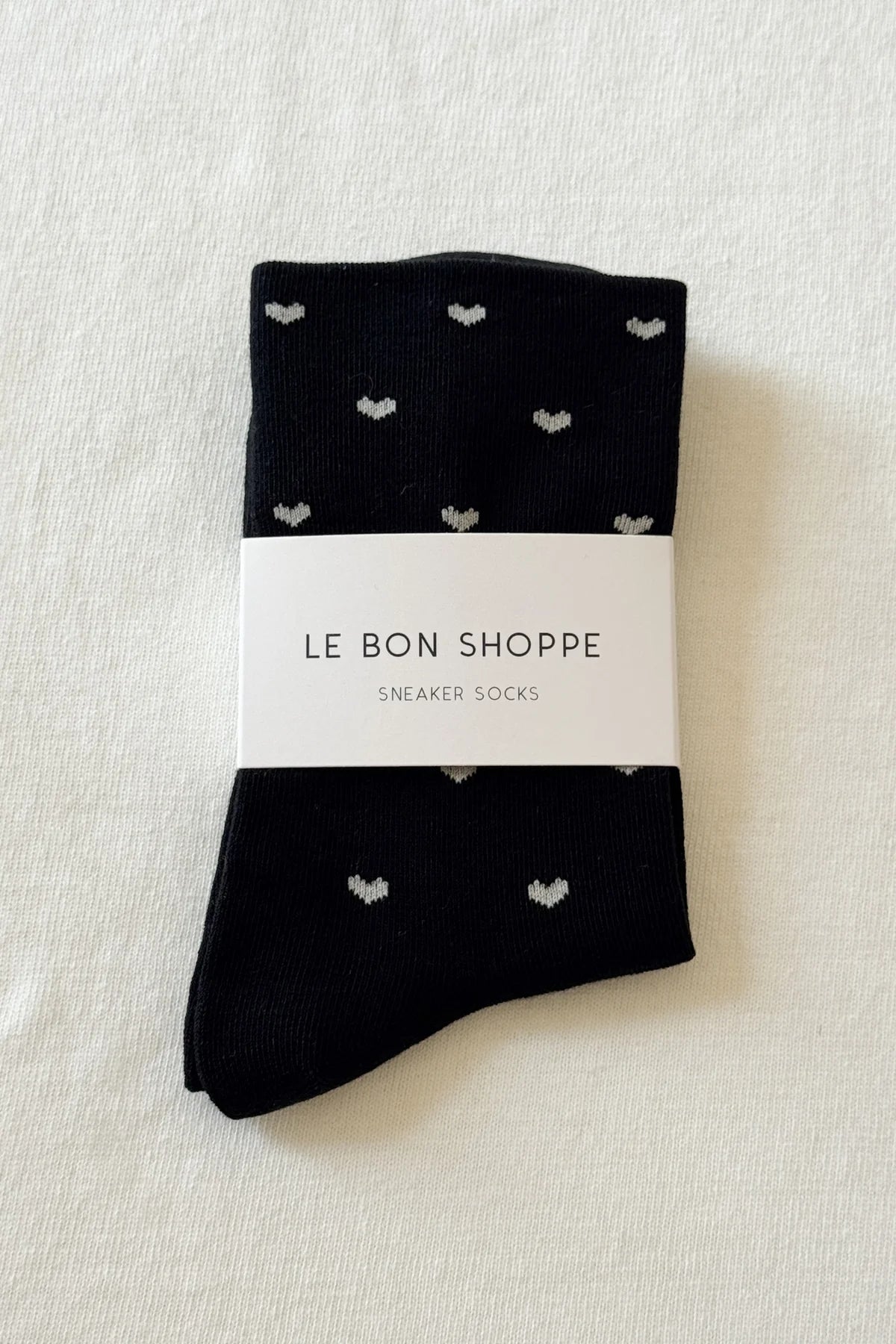 Le Bon Shoppe Black & Cream Heart Sneaker Socks
