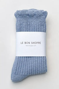 Le Bon Shoppe Linen Scallop Pale Blue Socks