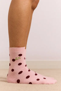 Damson Madder Pink & Burgundy Spotty Twin Pack Socks