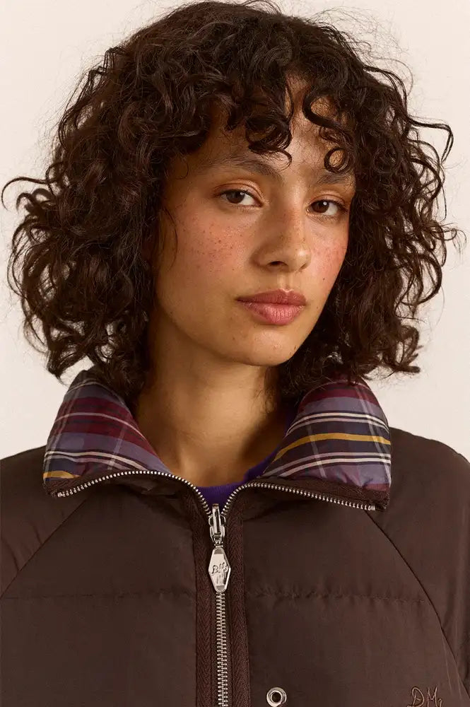 Damson Madder Opal Reversible Plum Check Puffer