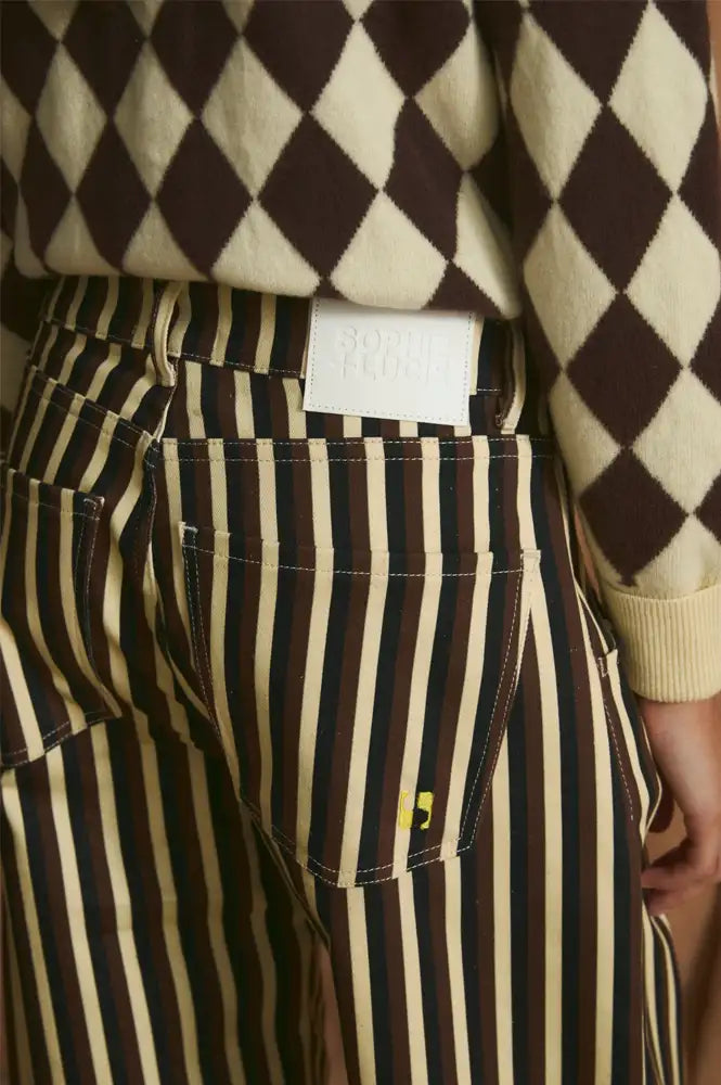 Sophie + Lucie Brown Trio Striped Boyfriend Jeans