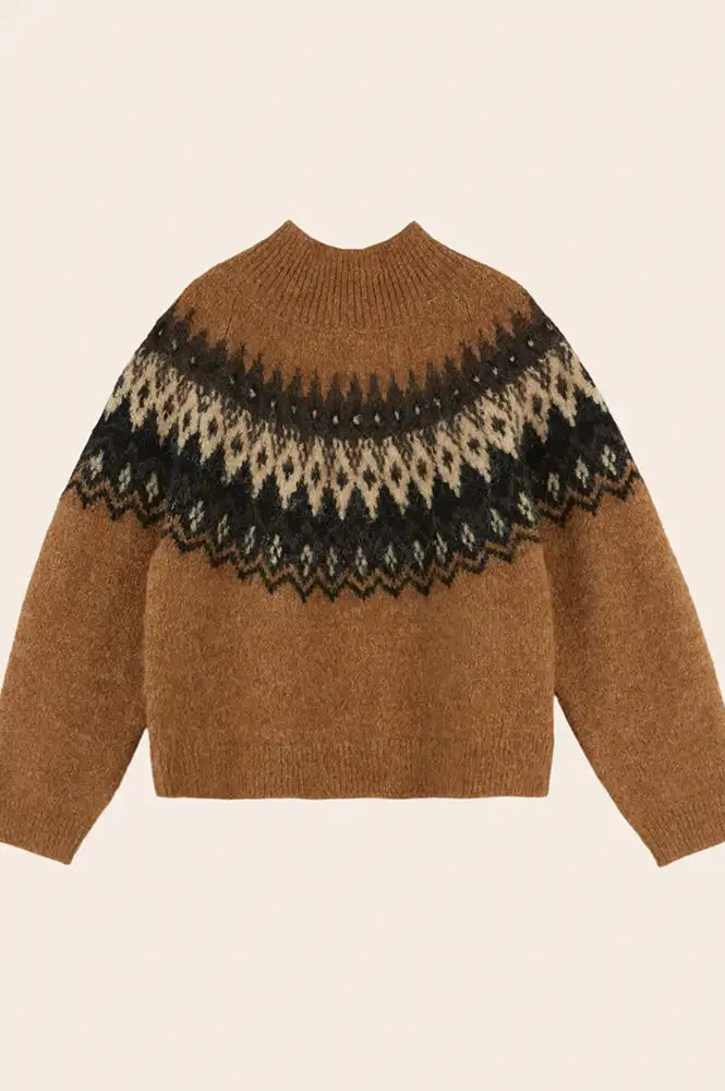 Emile Et Ida Ecrin Caramel Jacquard Jumper