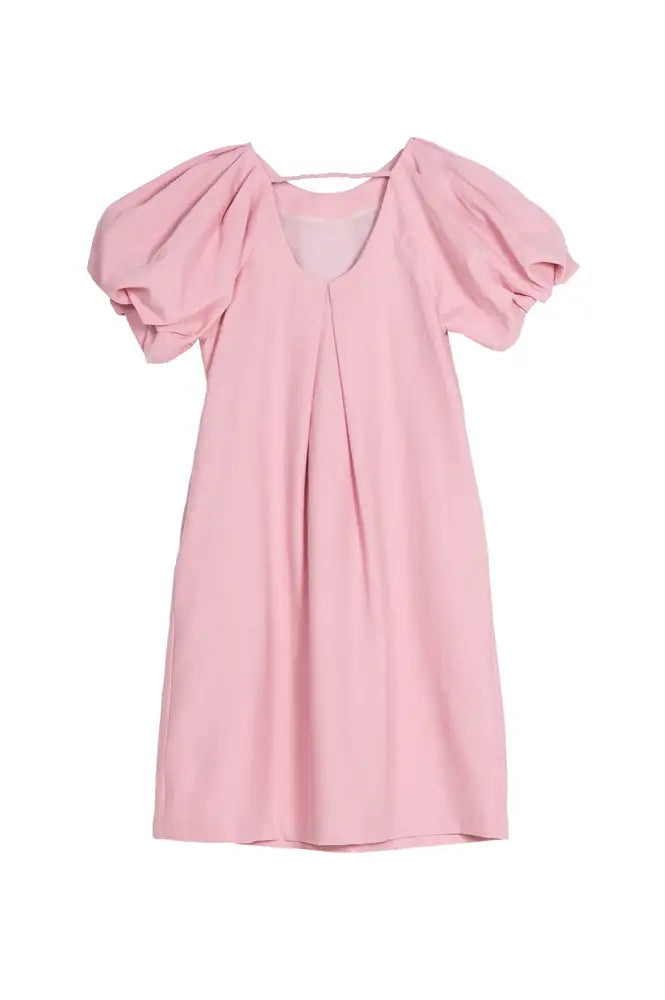 Emin + Paul Pink Textured Puff Sleeve Dress - The Mercantile London