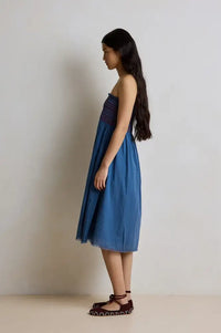 Hod Aurore Indigo Smocked Skirt - The Mercantile London