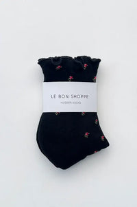 Le Bon Shoppe Black Petal Ruffle Hugger Socks