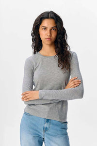 Object Zofia Grey Long Sleeve Top - The Mercantile London