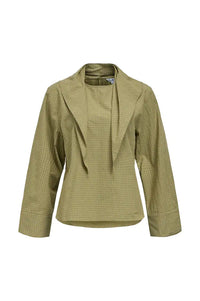 Object Vonne Bronze Green Check Scarf Blouse