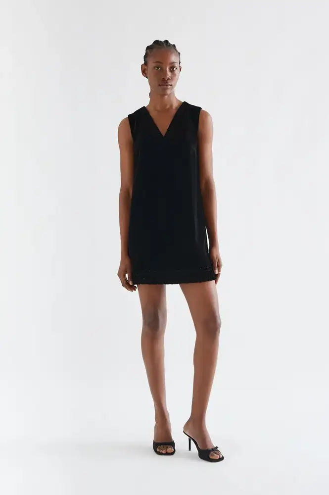 Compania Fantastica Black Velvet Short Dress