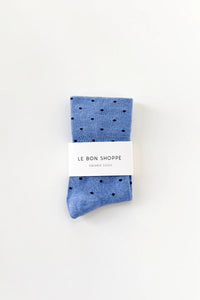 Le Bon Shoppe Patterned Blue & Navy Polka Dot Sneaker Socks