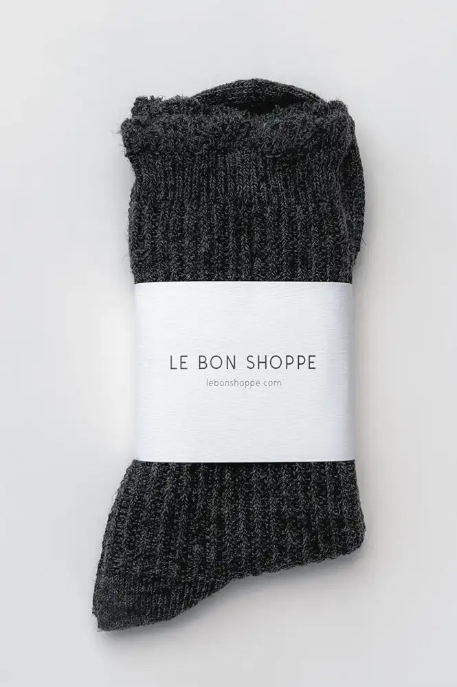 Le Bon Shoppe Linen Scallop Charcoal Socks