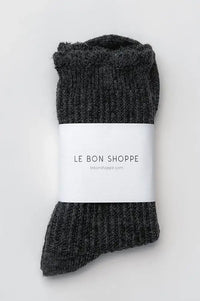 Le Bon Shoppe Linen Scallop Charcoal Socks