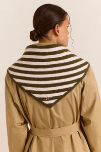 Damson Madder Olive and Pink Stripe Triangle Scarf