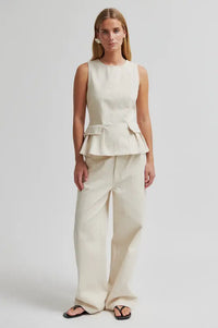 Second Female Roselia Eggnog Peplum Top - The Mercantile London