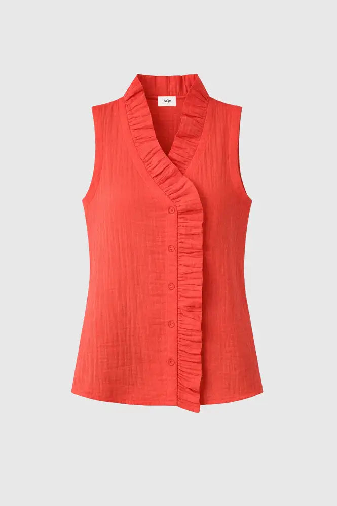 An'ge Siloe Deep Orange Sleeveless Blouse - The Mercantile London