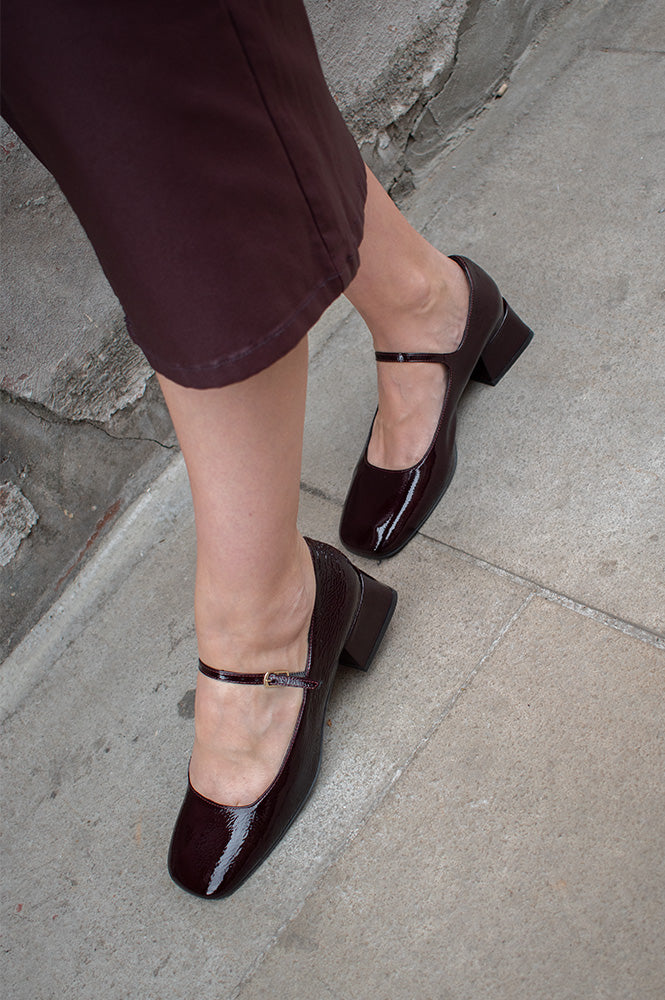 Bukela Twiggy Naplak Oxblood Sling-Back Heeled Shoes - The Mercantile London