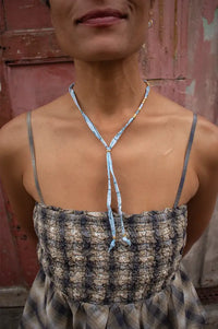 Arifah Studio Aqua Blue Bandana & Bronze Necklace