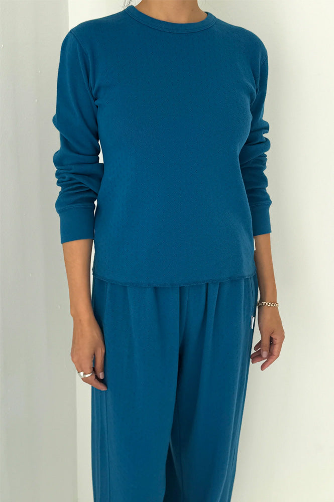 Le Bon Shoppe Pointelle Fundamental Sea Blue Top