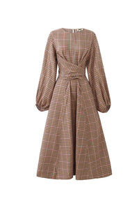 FRNCH Apollinaire Ochre Check Dress - The Mercantile London