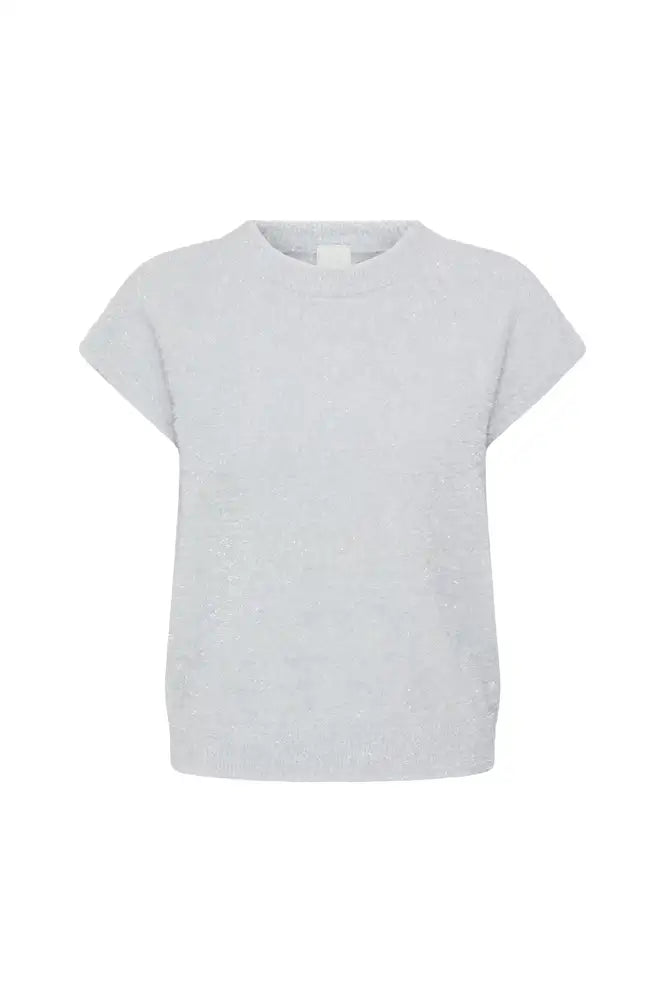 ICHI Aniles Cloud Dancer Metallic Knit Top