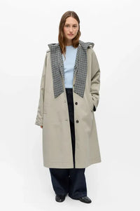 Object Holly Grey Checked & Beige Reversible Trench Coat