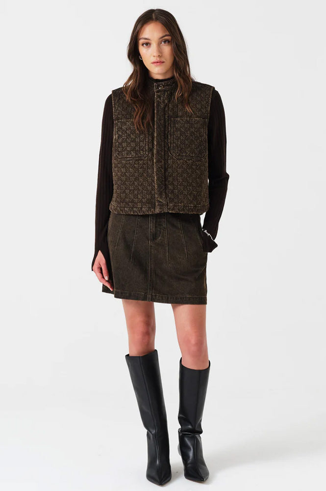 Seventy + Mochi Pablo Houndstooth Cacao Vest - The Mercantile London