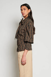 Ghospell Tamara Brown/ Black Bow Blouse