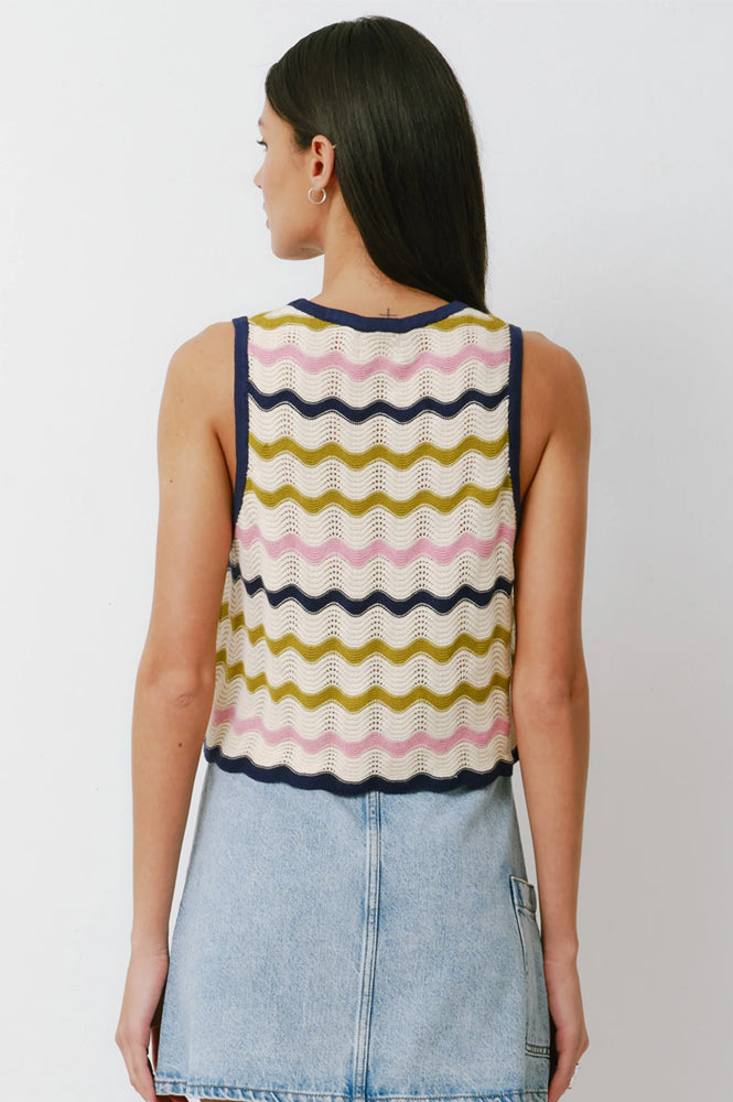 Seventy + Mochi Edie Lime Stripe Tie Vest - The Mercantile London