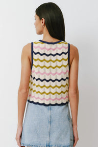 Seventy + Mochi Edie Lime Stripe Tie Vest - The Mercantile London