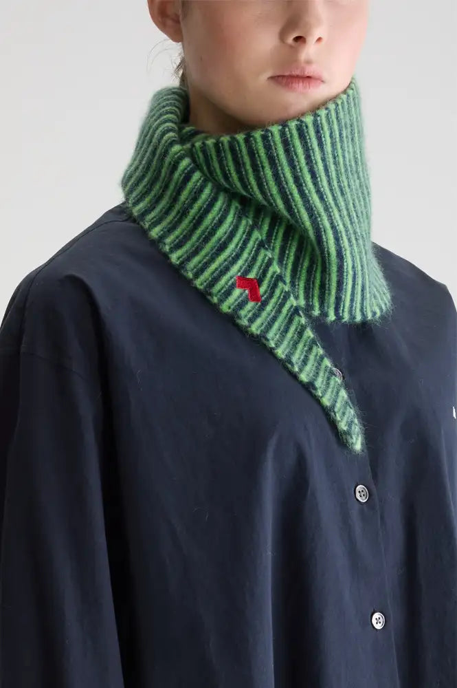 Bellerose Dusol Navy & Green Striped Triangle Scarf