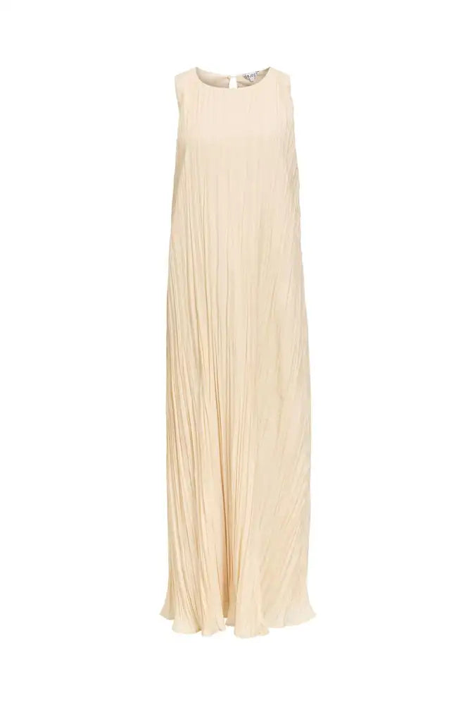 Object Mabel Macadamia Pleated Maxi Dress - The Mercantile London