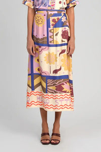 An'ge Rivila Patchwork Printed Midi Skirt - The Mercantile London