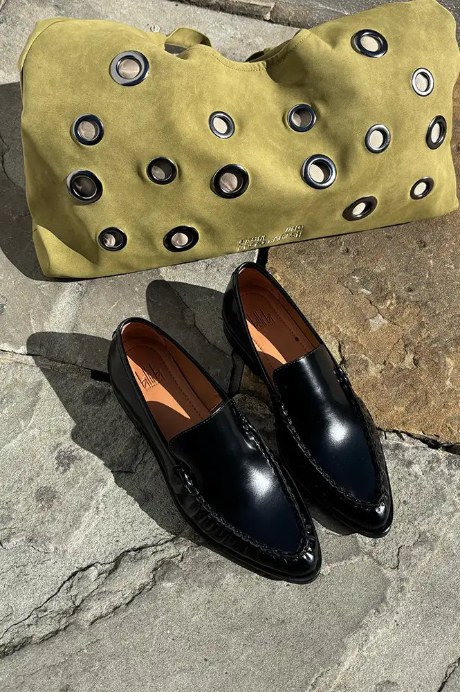 Billi Bi Polido Black Pointed Loafers - The Mercantile London