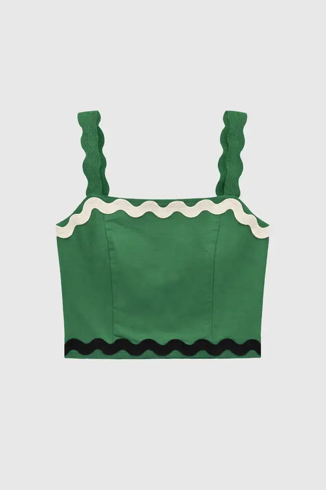 An'ge Soline Green Ric Rac Top