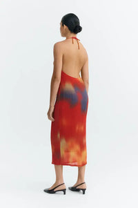 Thinking Mu Miriam Red Flowers Pleated Dress - The Mercantile London