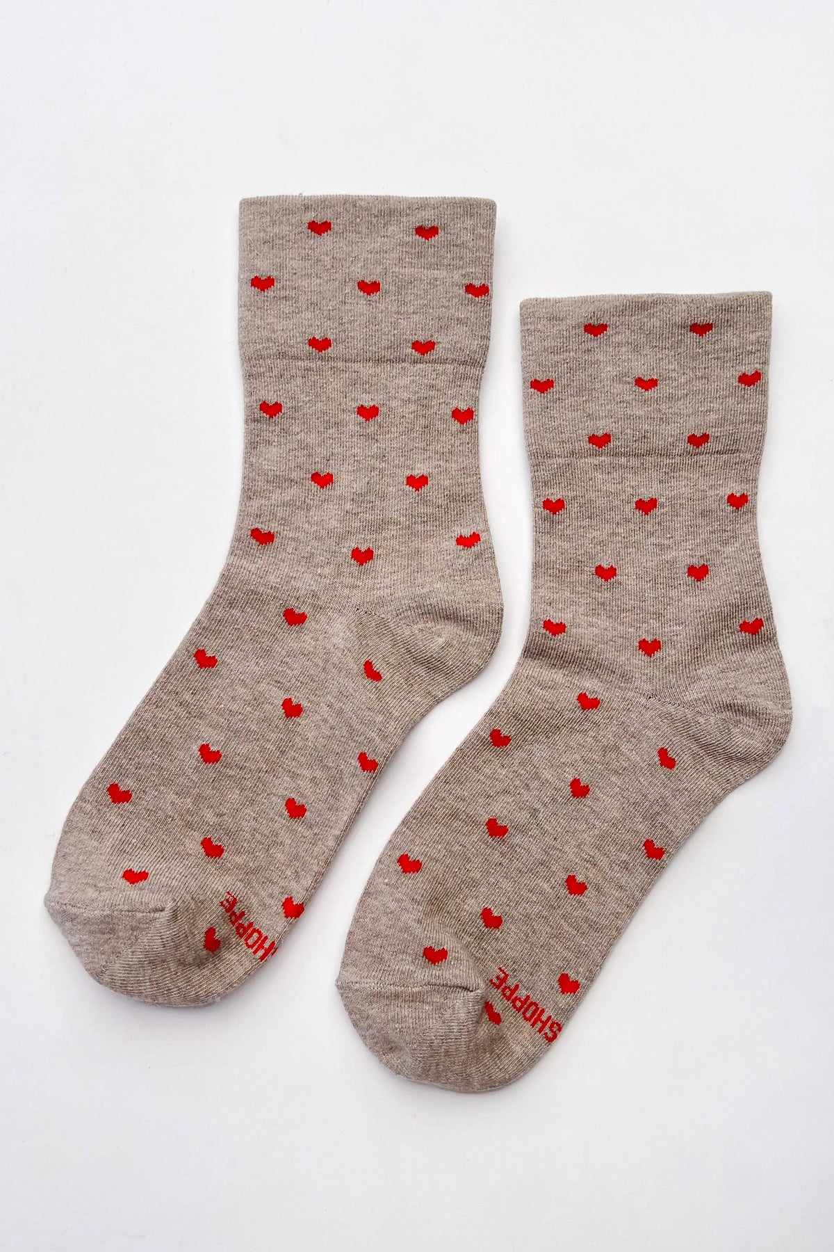 Le Bon Shoppe Latte & Red Heart Sneaker Socks