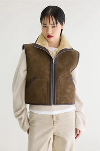 Bellerose Jonson Sheep Brown Reversible Sleeveless Jacket
