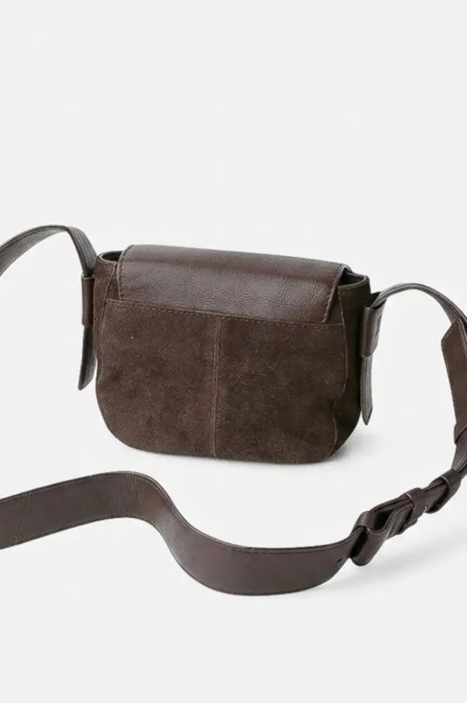 Biba Blunt Brown Leather & Suede Crossbody Bag