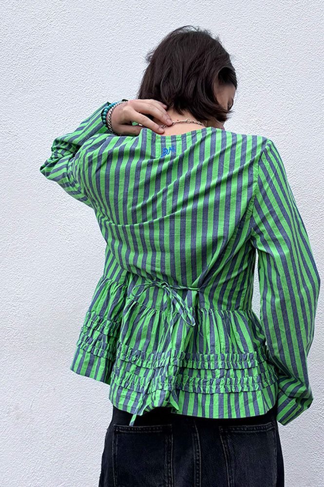 Damson Madder Madison Navy Pop Green Stripe Blouse