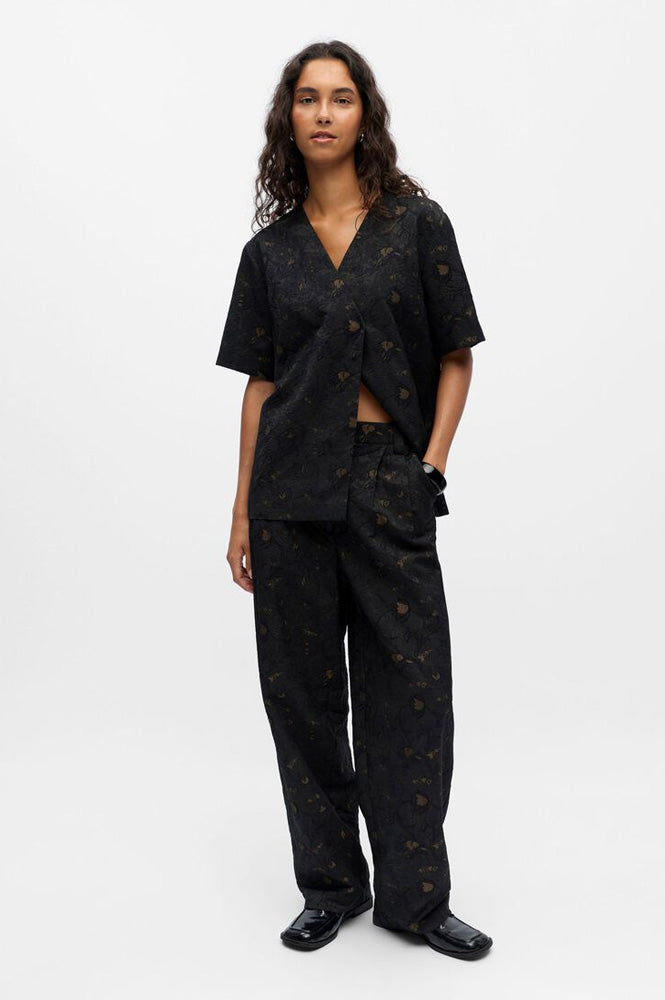 Object Lovia Jacquard Barrel Leg Trousers - The Mercantile London